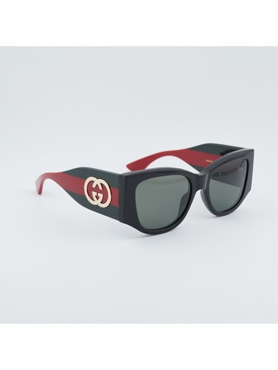Gucci GG2115S 001 Sunglasses Black Cat Eye Frame, Grey Lenses